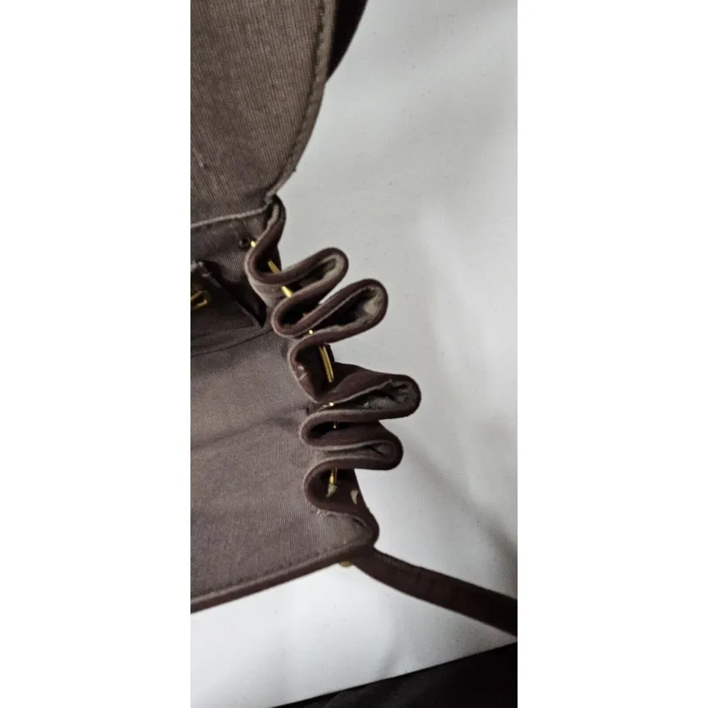 Vintage dark brown Square‎ basket Evening Bag Velvety Ultrasuede double handles